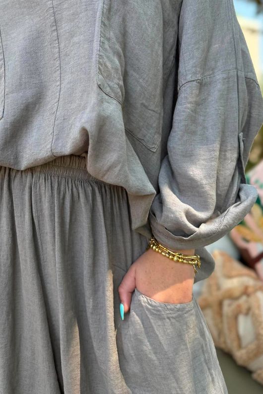 Sandbar Linen Blend Pop Over Shirt Mocha